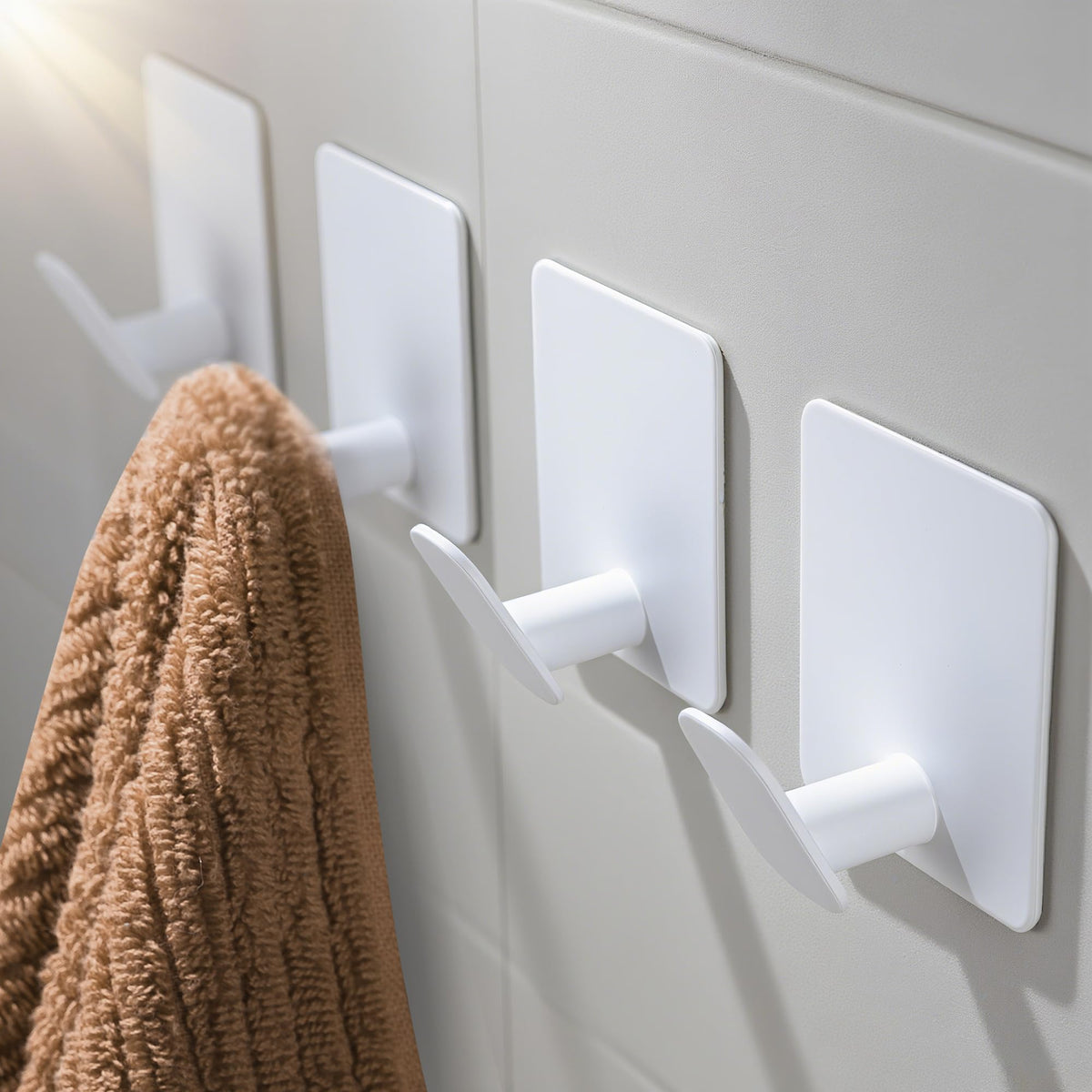 DELITON 26lb Heavy Duty Adhesive Towel Hooks, No-Damage 4 Pack Matte Black