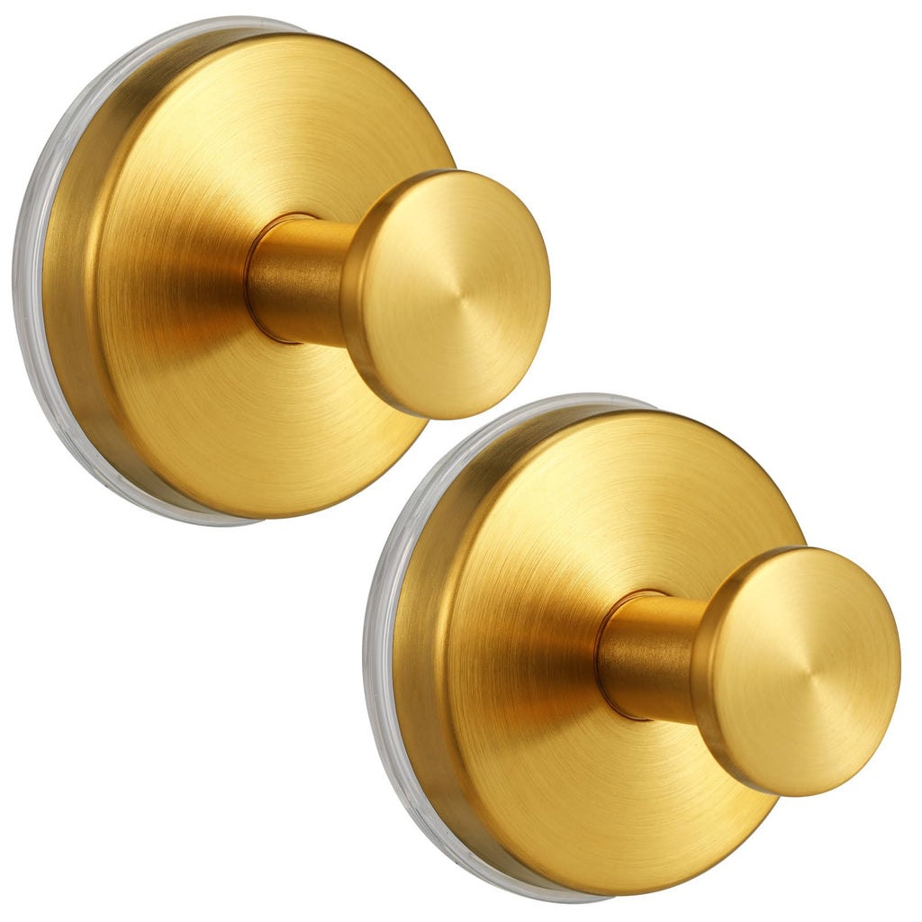 Large Suction Cup Hooks, Heavy Duty 15lb Holds Towel & Robe, No-Drill Shower Bathroom Hooks for Tile Wall Glass Mirror, Mounts on Smooth Non-Porous Surfaces (2 Pack, Brushed Nickel)