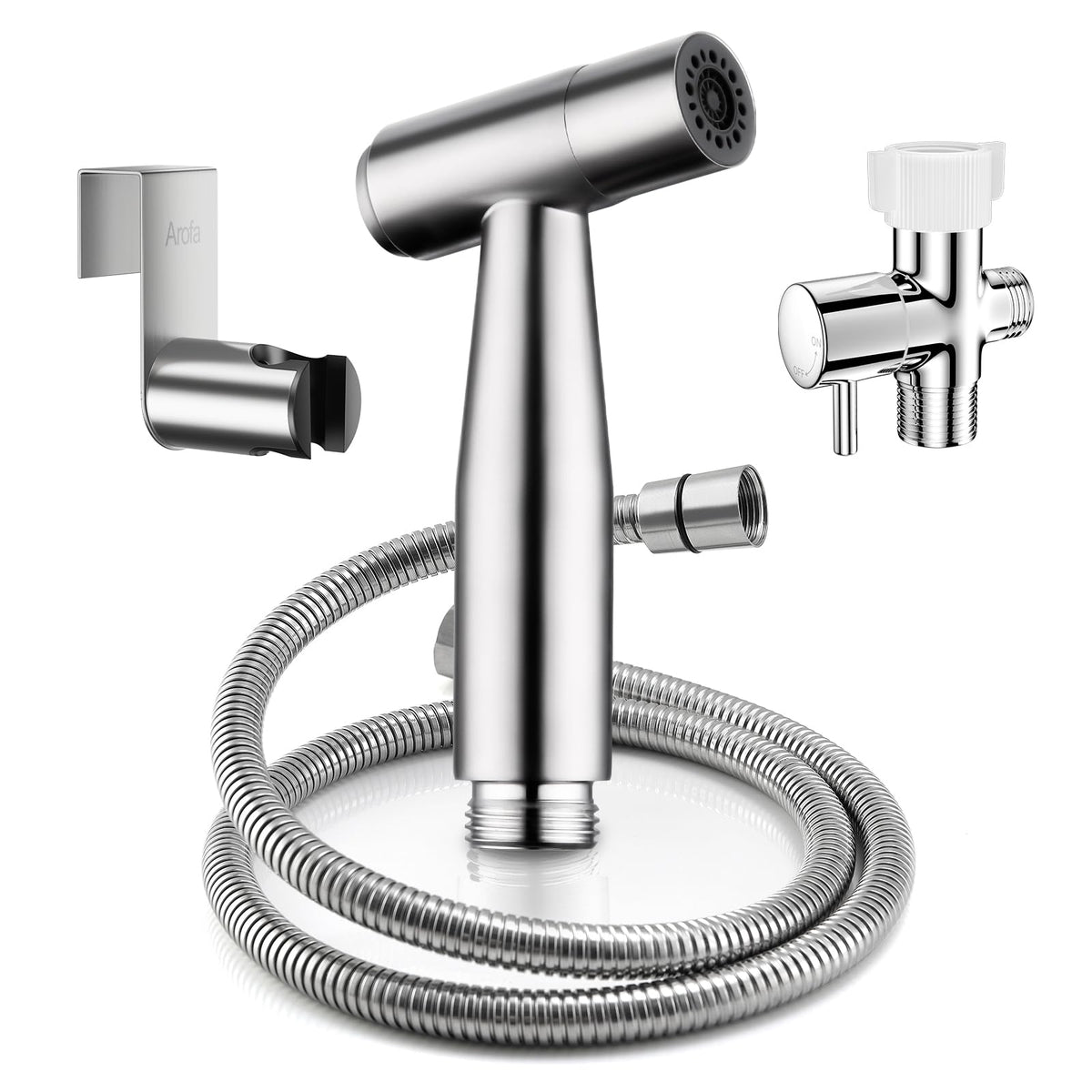 Arofa Handheld Bidet Sprayer, Bidet Attachment for Toilet, Brushed Nickel