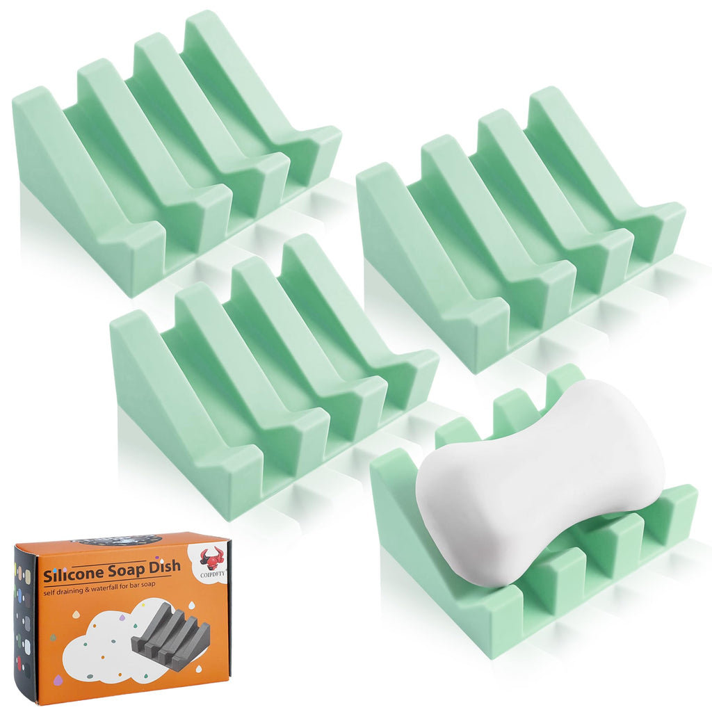Self Draining Soap Dish Holder,Silicone Soap Dish,for Bathroom,Kitchen, Sponges，Can Extend Soap Life，Keep Soap Bars Dry and Easy Cleaning (White,1-Pack)