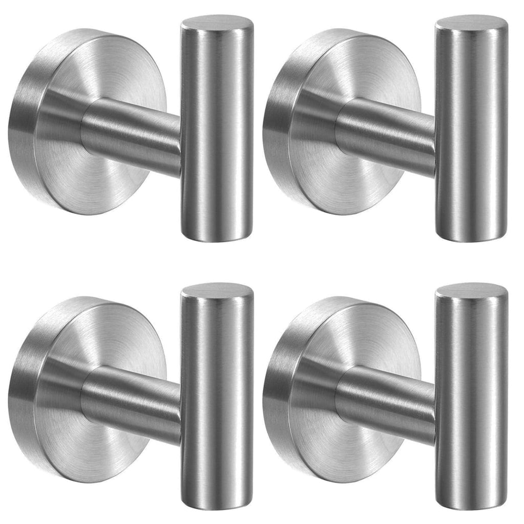 Kruodop Towel Hooks for Bathroom,2 Packs Wall Mount Towel Holder,Black Matte Wall Robe Hook,Stainless Steel Heavy Duty Door Hanger Towel Hook for Kitchen, Bedroom,Hotel,Pool,Coats(Drilling)