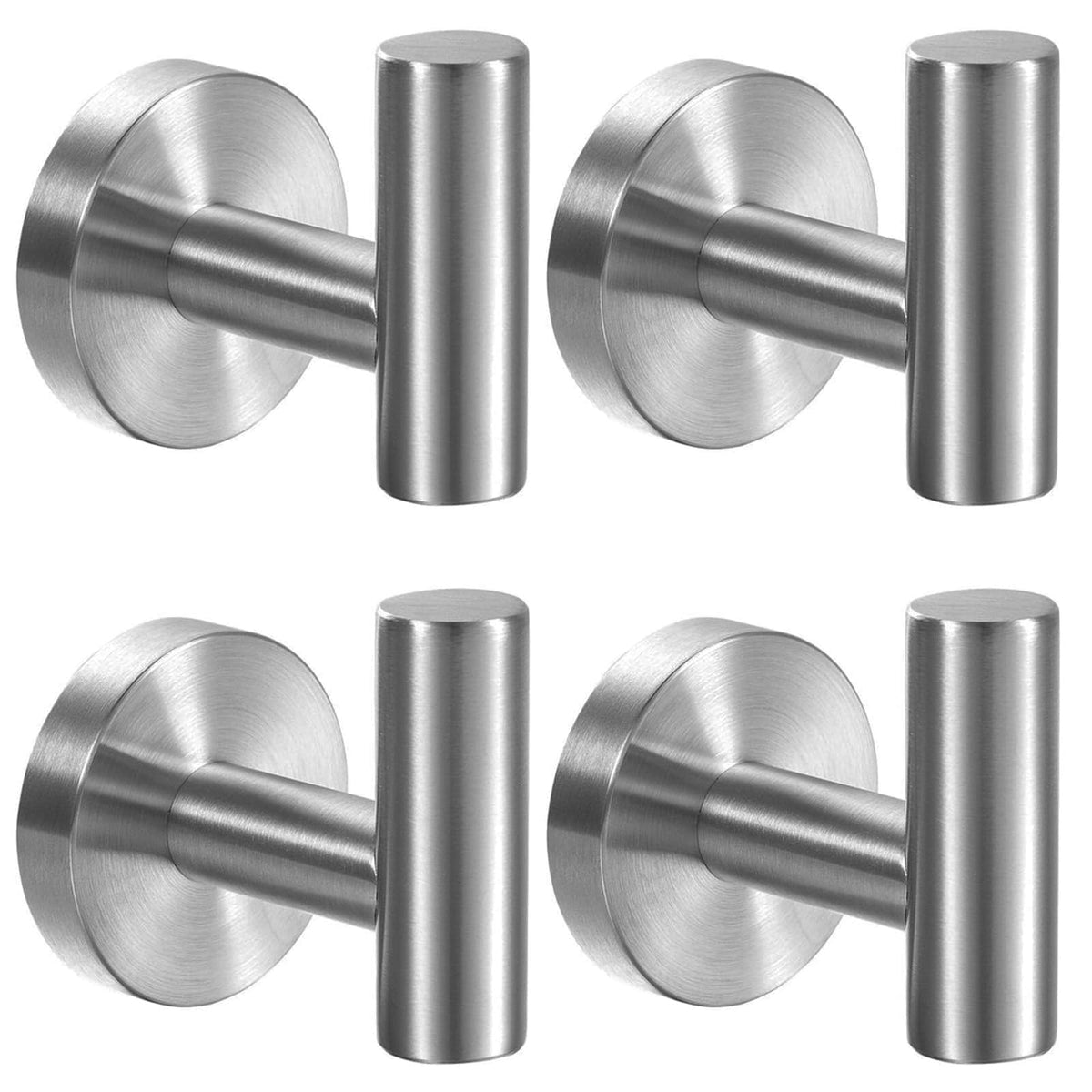 Kruodop Towel Hooks for Bathroom,4 Packs Wall Mount Towel Holder,Black Matte Wall Robe Hook,Stainless Steel Heavy Duty Door Hanger Towel Hook for Kitchen, Bedroom,Hotel,Pool,Coats - Black