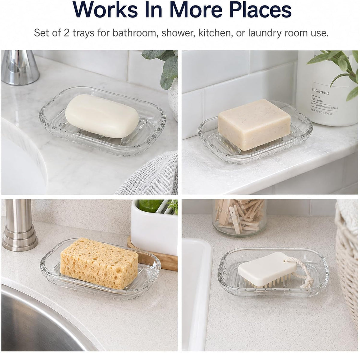 2 Pack Soap Dish Holder for Bar Soap, Bathroom Soap Dishes Bar Soap Holder