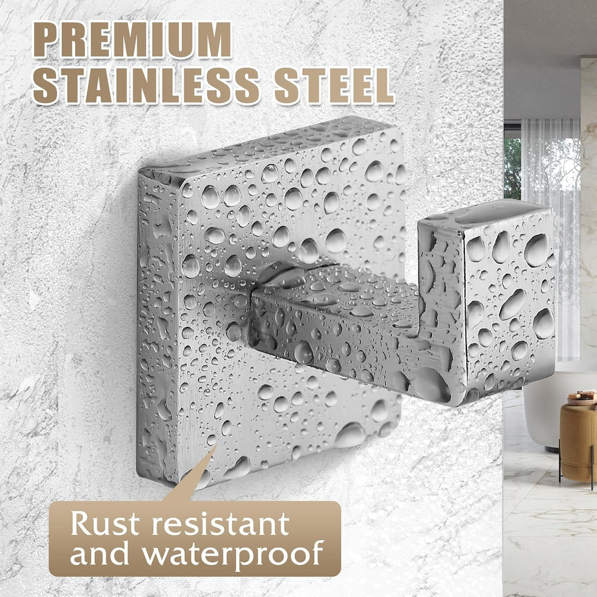 Towel Hooks for Bathrooms, Heavy Duty Stainless Steel Bathroom Hooks