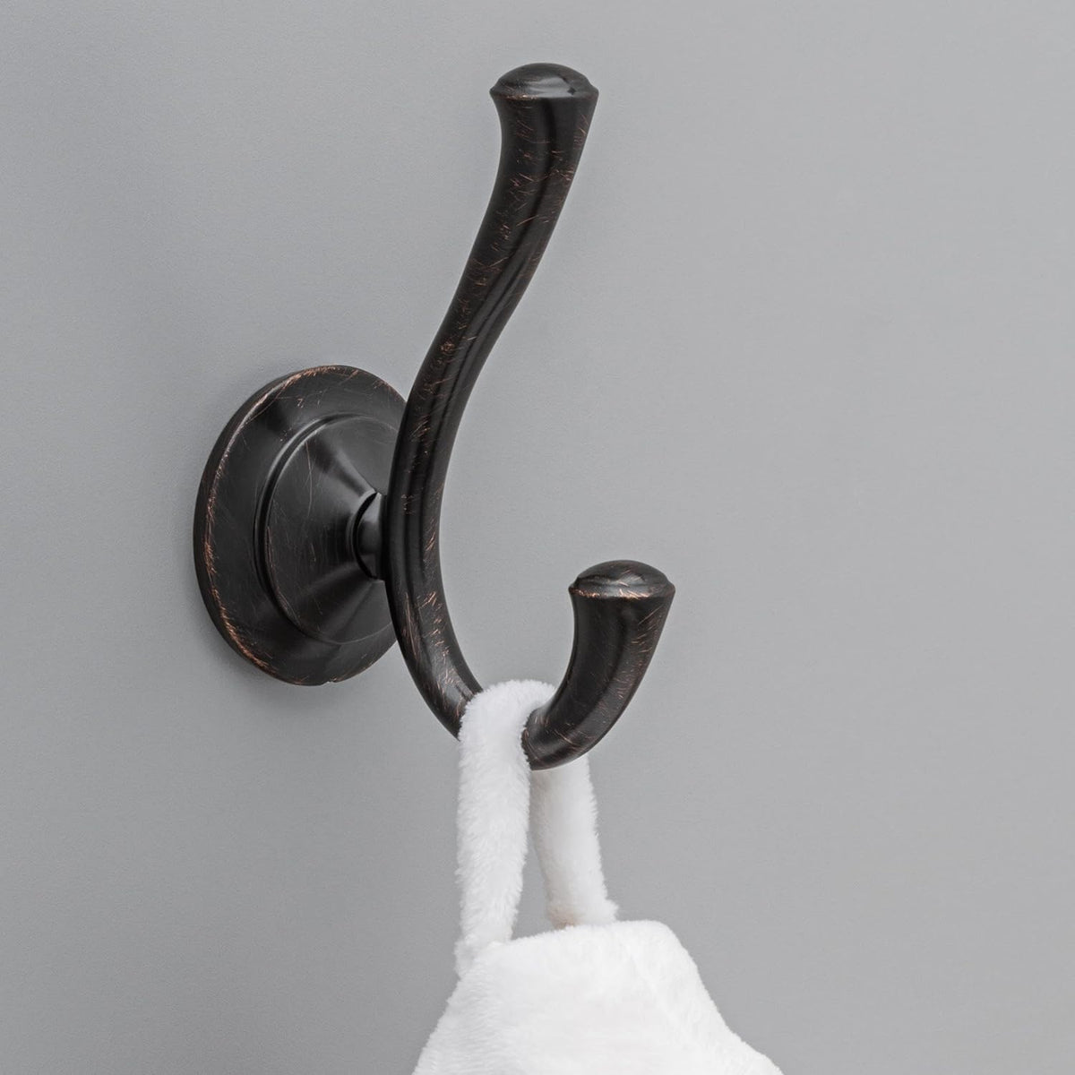 Delta Double Towel Hook for Bathroom or Kitchen| Venetian Bronze | Linden Accessories