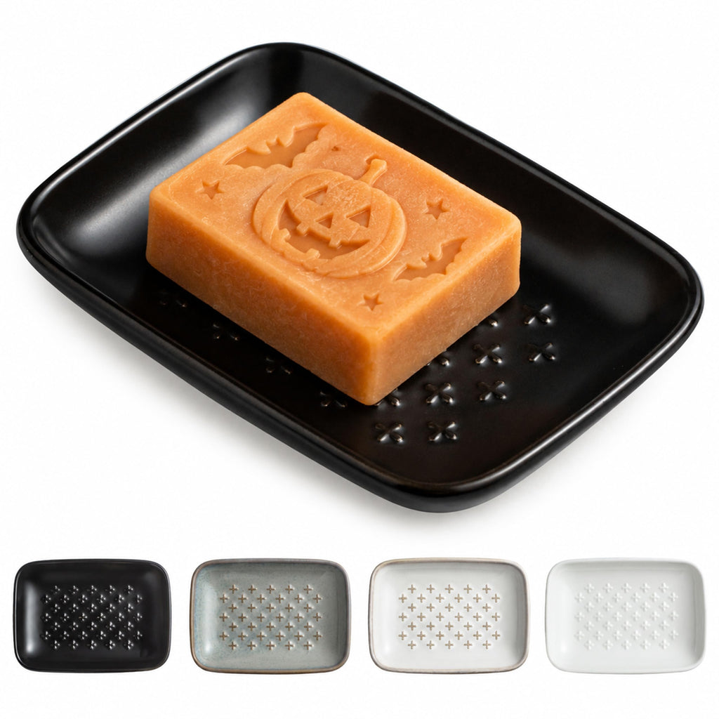Gomakren Ceramic Soap Dish, Bar Soap Holder for Bathroom Kitchen Sink White