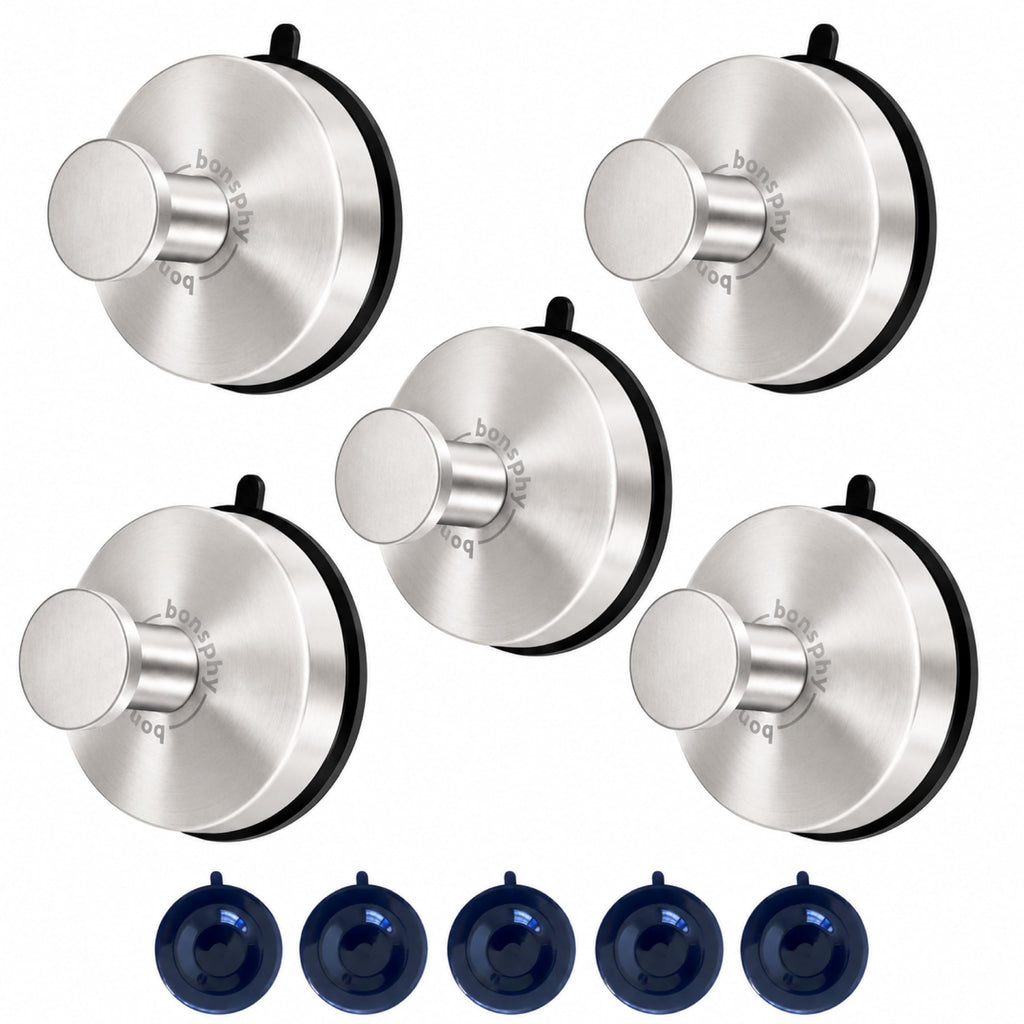 Suction Cup Shower Hooks for Bathroom, Matte Black, 2 Pack