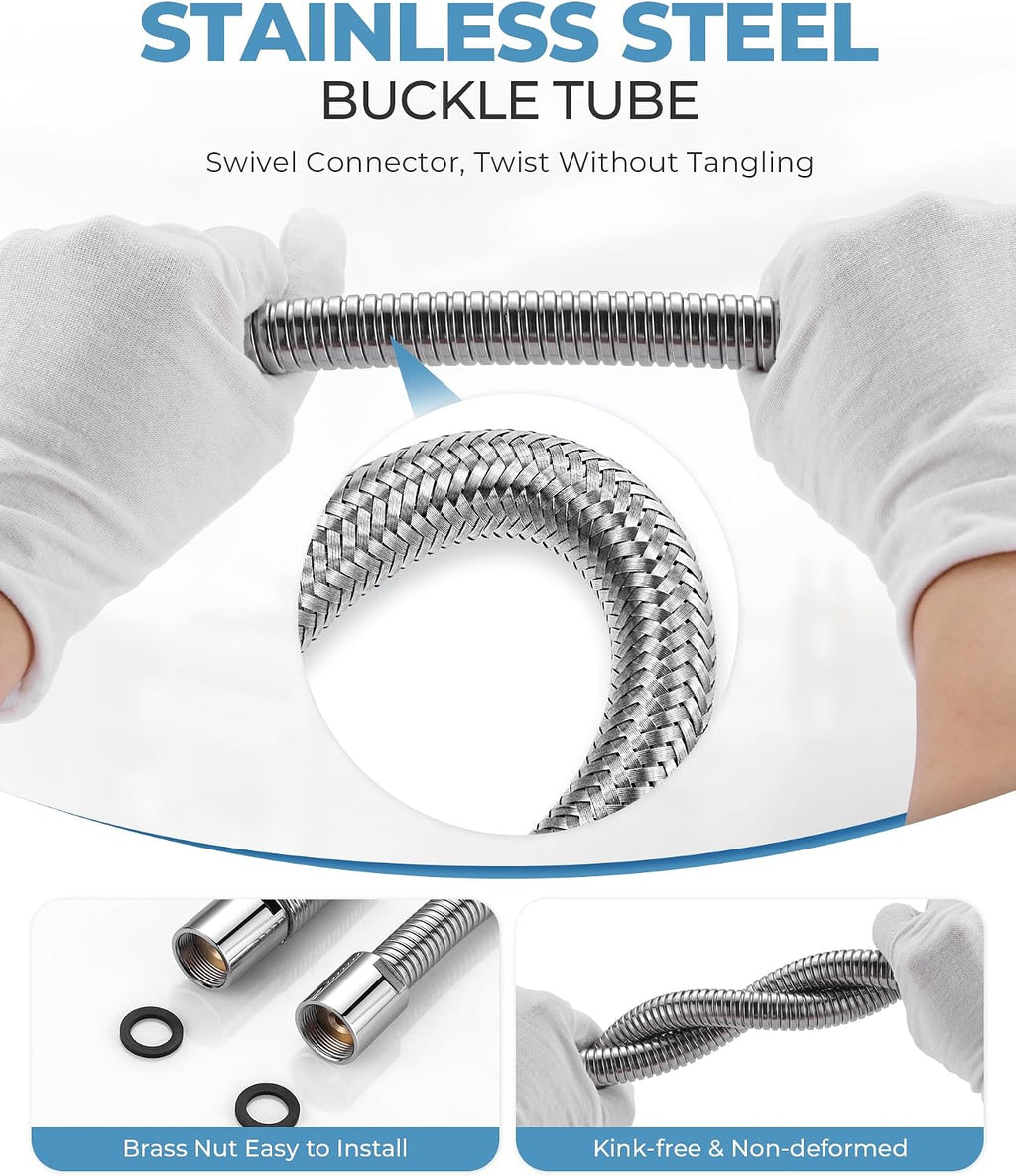 38" Commercial Sink Faucet Sprayer Hose, Pre-rinse Sprayer Hose for Commercial Kitchen Sink Faucet, 38 Inch Stainless Steel Flexible Hose Replacement Kit for Restaurant Industrial Dishwasher