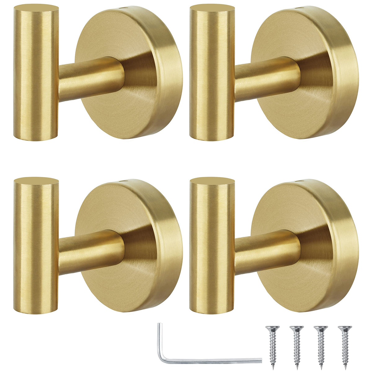 Towel Hooks Bathroom Coat Robe Wall Hook Heavy Duty Door Hanger Towel Robe Clothes Cabinet Closet Sponges Rack for Bathroom Bedroom Kitchen Hotel Pool 4 Packs Black(Drilling Installation)