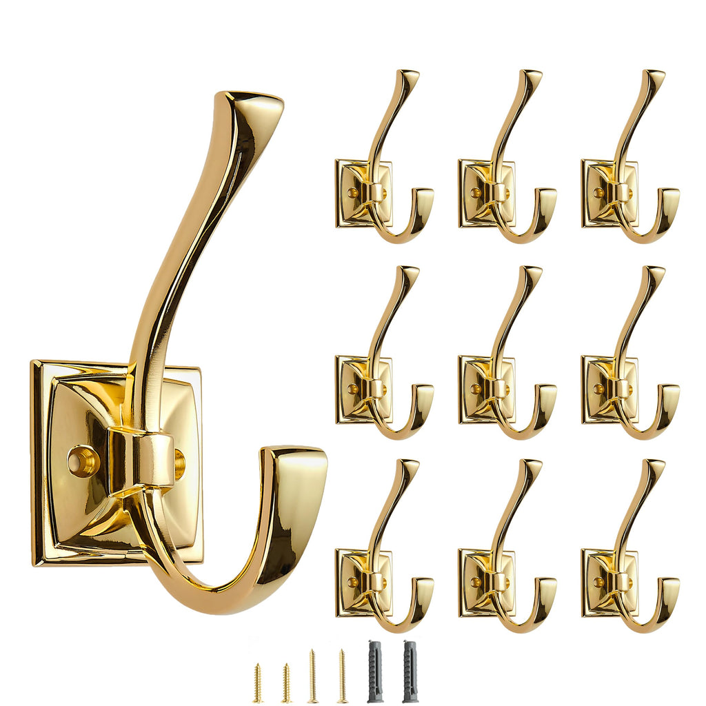 5 Pack Decorative Heavy Duty Towel Hooks for Hanging Robe Double Oil Rubbed Bronze Coat Hooks Wall Mounted with Screws for Key, Towel, Bags, Cup, Hat