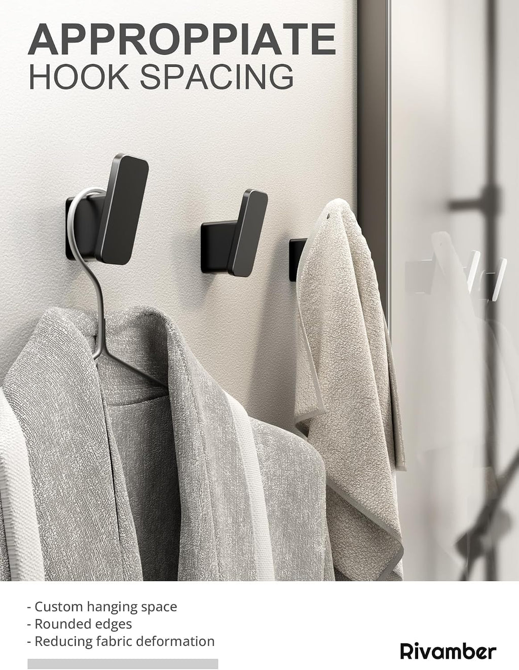 4-Pack Matte Black Towel Hook for Bathroom, Robe Coat Hook, Heavy Duty Wall Hooks for Hanging Bag Hat Mudroom Bedroom Shower Closet, Drill in Hanger Mount with Screw, Holder Back of Door Outdoor