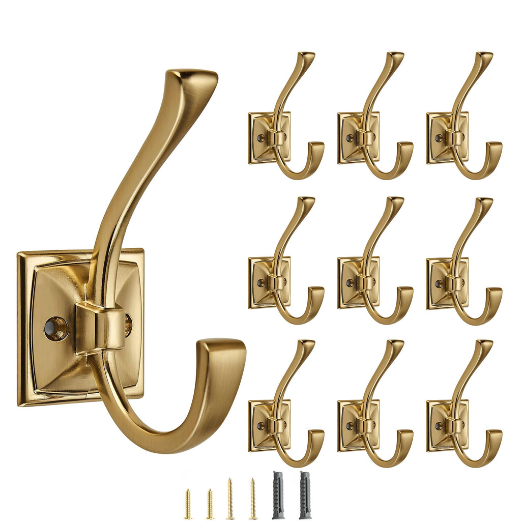 5 Pack Decorative Heavy Duty Towel Hooks for Hanging Robe Double Oil Rubbed Bronze Coat Hooks Wall Mounted with Screws for Key, Towel, Bags, Cup, Hat