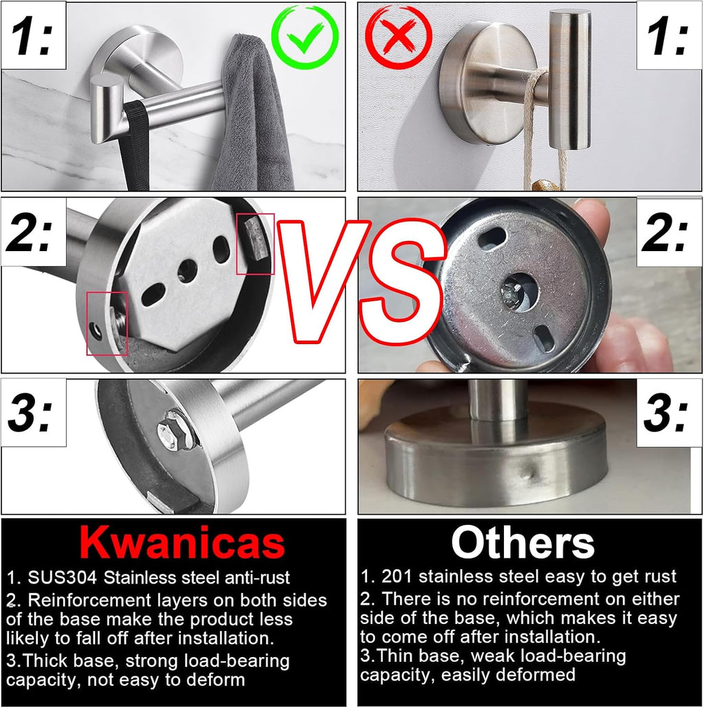 Towel Hooks for Bathrooms,Towel Hook for Kitchen Bathroom,SUS304 Stainless Steel Coat Hook,Heavy Duty Double Holder Robe Hooks for Hanging Towels,Coats,Sponges,Clothes,Wall Mount,Brushed Nickel,2 Pack