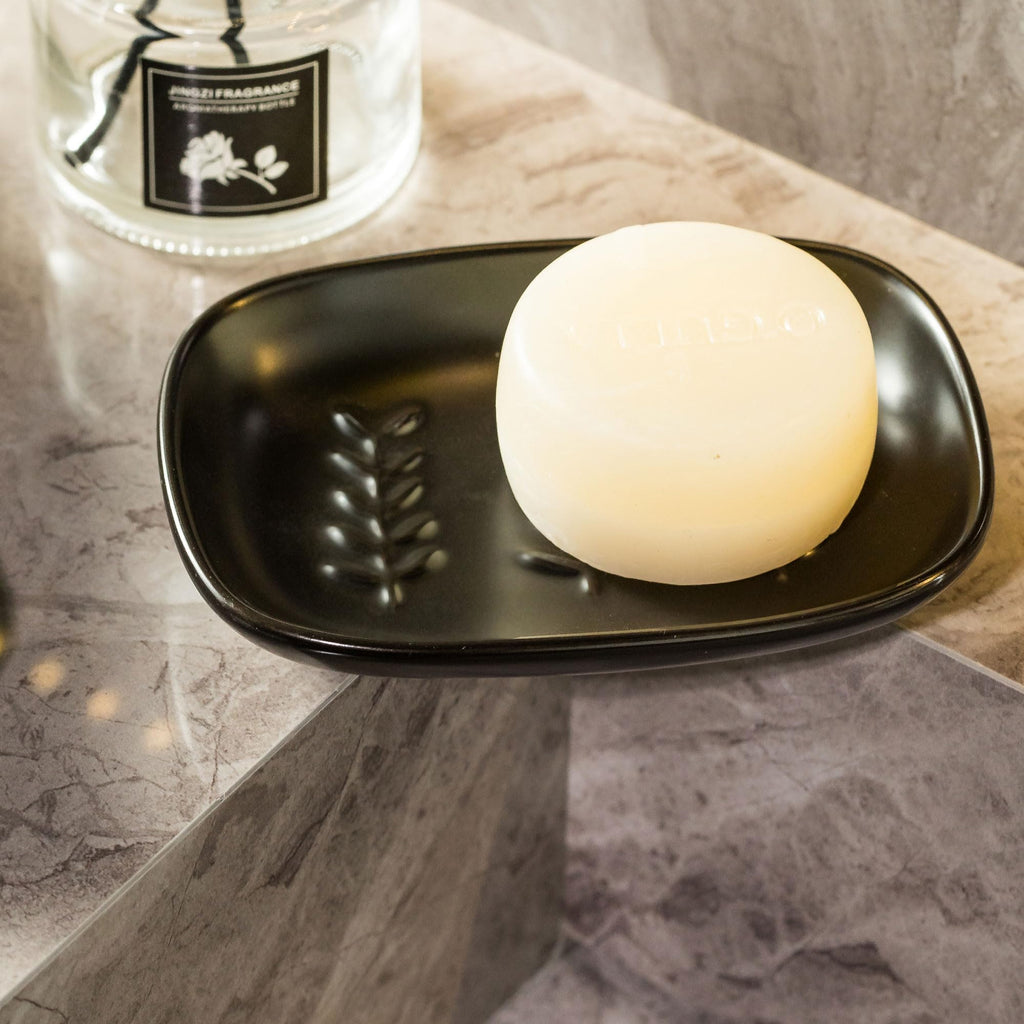 Miamolo Soap Dish, Ceramic Soap Holder Shower Soap Dish for Bar Soap Sponge, Soap Saver Tray for Bathroom Kitchen Sink, White