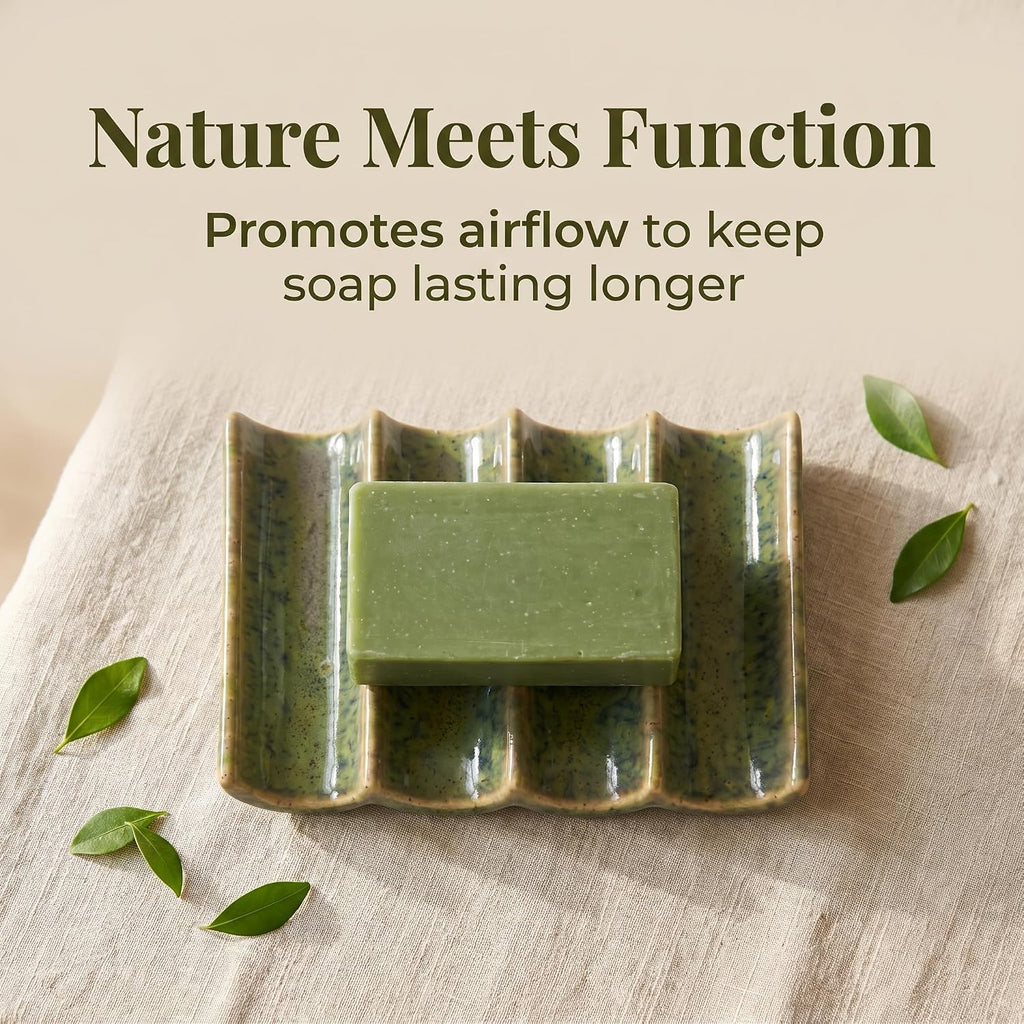 Ceramic Soap Dish, Draining Bar Soap Holder for Shower & Bathroom