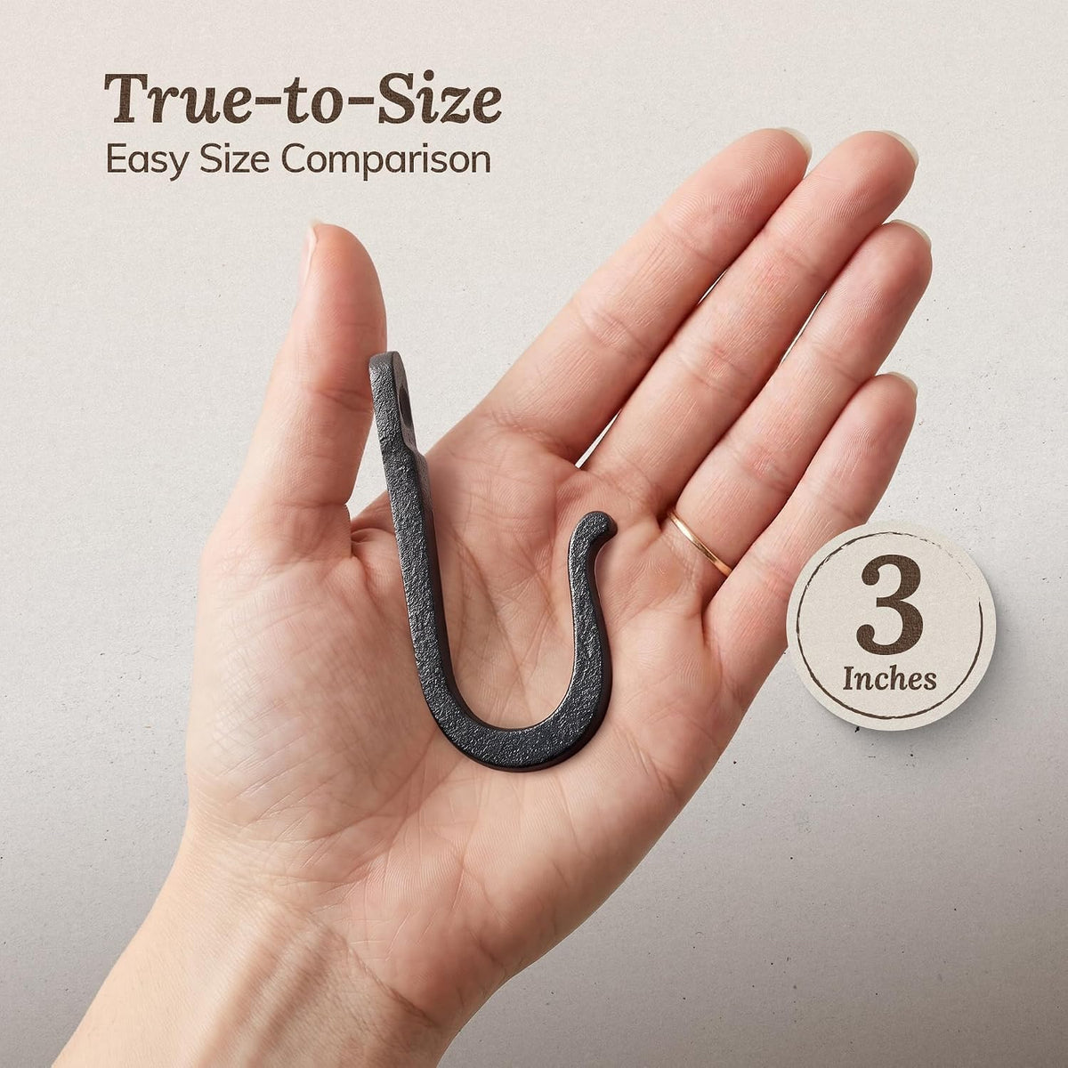 Railroad Spike Cast Iron Hooks (10 Pack) Handmade Blacksmith, Wall Mounted Farmhouse Decorative Hooks, PowderCoated for Interior or Exterior Use, Rust Proof for Hanging Coats, Bags or Pots (Black)