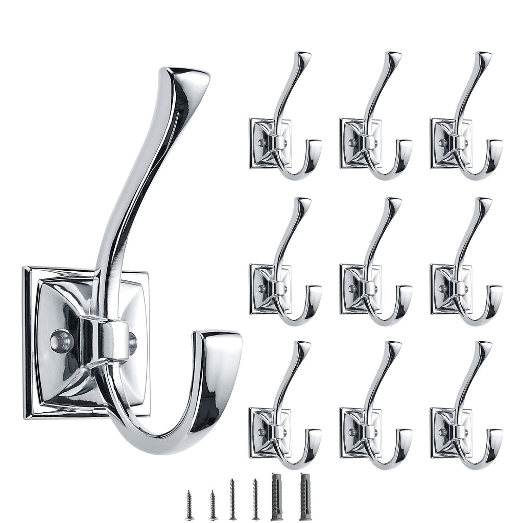 5 Pack Decorative Heavy Duty Towel Hooks for Hanging Robe Double Oil Rubbed Bronze Coat Hooks Wall Mounted with Screws for Key, Towel, Bags, Cup, Hat