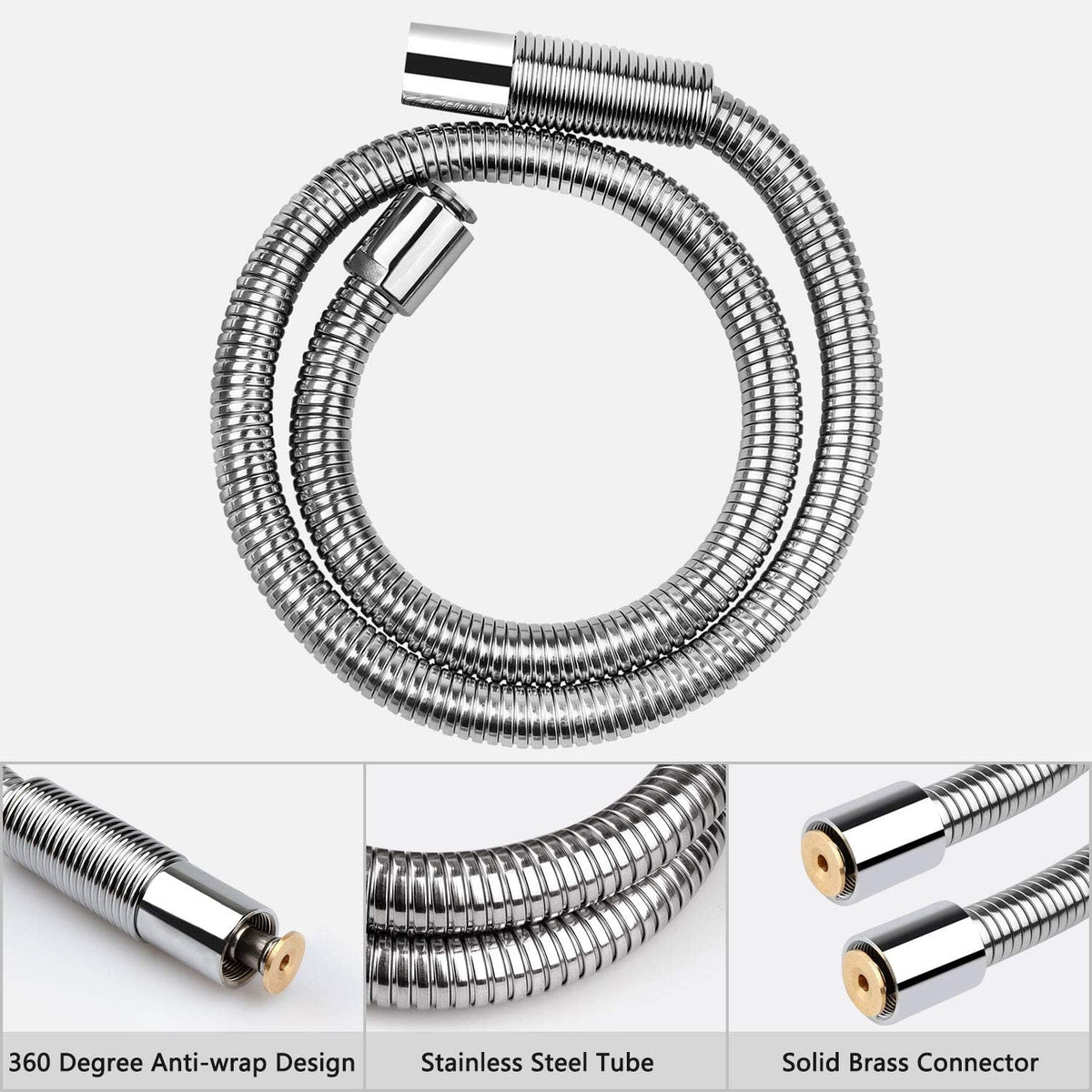 COOLWEST 38 Inch Flexible Stainless Steel Hose Replacement Kit for All Brand Commercial Pre-Rinse Kitchen Sink Faucet (96CM 38")