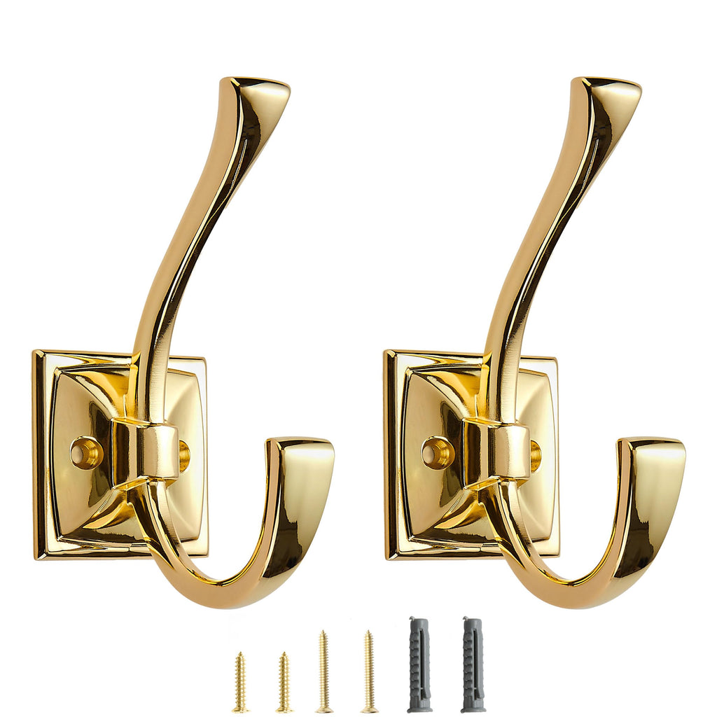 5 Pack Decorative Heavy Duty Towel Hooks for Hanging Robe Double Oil Rubbed Bronze Coat Hooks Wall Mounted with Screws for Key, Towel, Bags, Cup, Hat