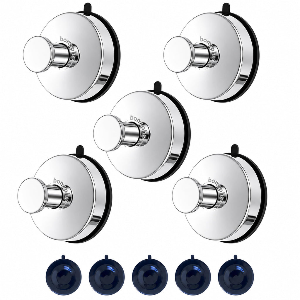 Suction Cup Shower Hooks for Bathroom, Matte Black, 2 Pack