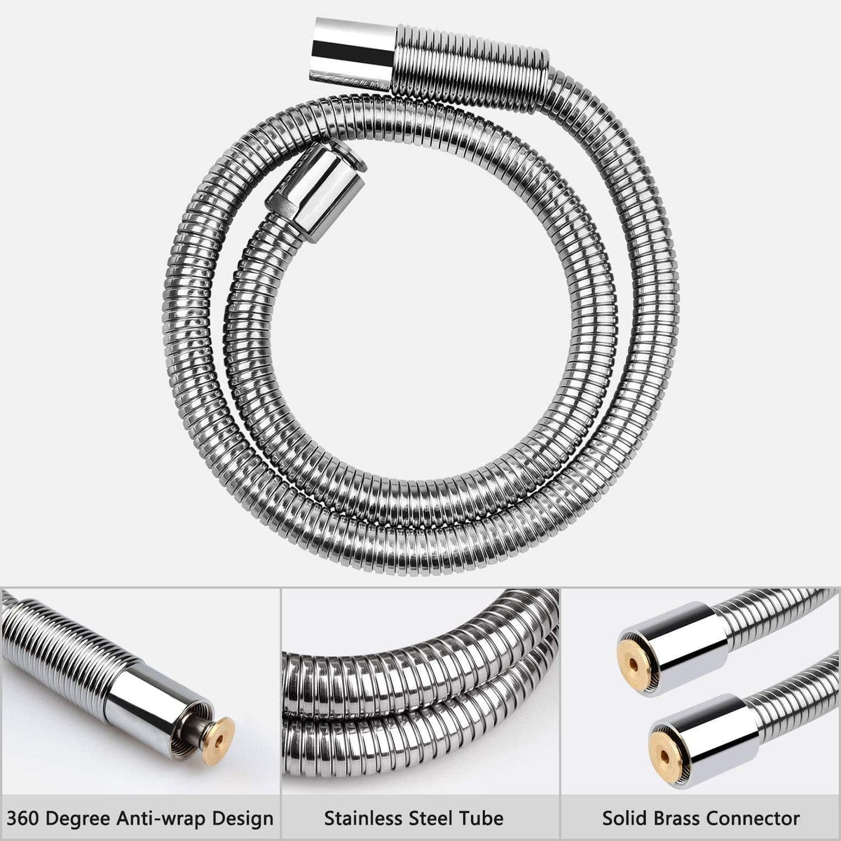 Pre-rinse Hose 44" Flexible Stainless Hose Replacement Kit For Commercial Kitchen Sink Faucet On Compartment Sinks with Spray Valve