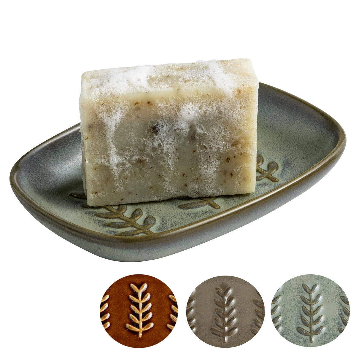 Miamolo Soap Dish, Ceramic Soap Holder Shower Soap Dish for Bar Soap Sponge, Soap Saver Tray for Bathroom Kitchen Sink, White