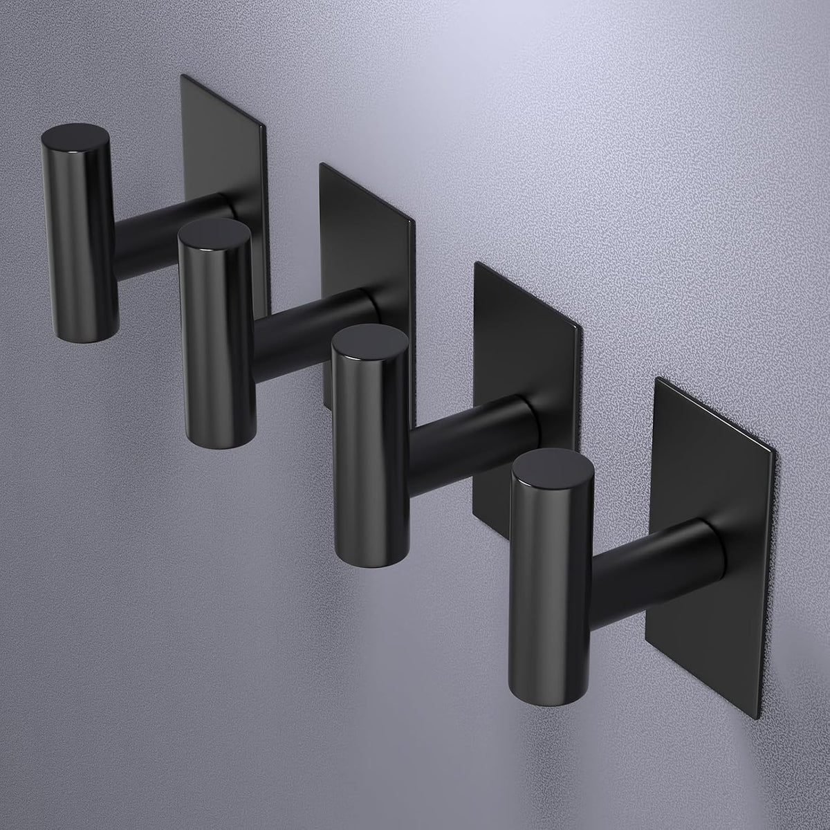 VAEHOLD Wall Towel Hooks, Heavy Duty Sticky Holder Waterproof Towel Hooks for Hanging Coat, Clothes, Closet Hook Wall Mount for Kitchen (Black, 2 Pack)