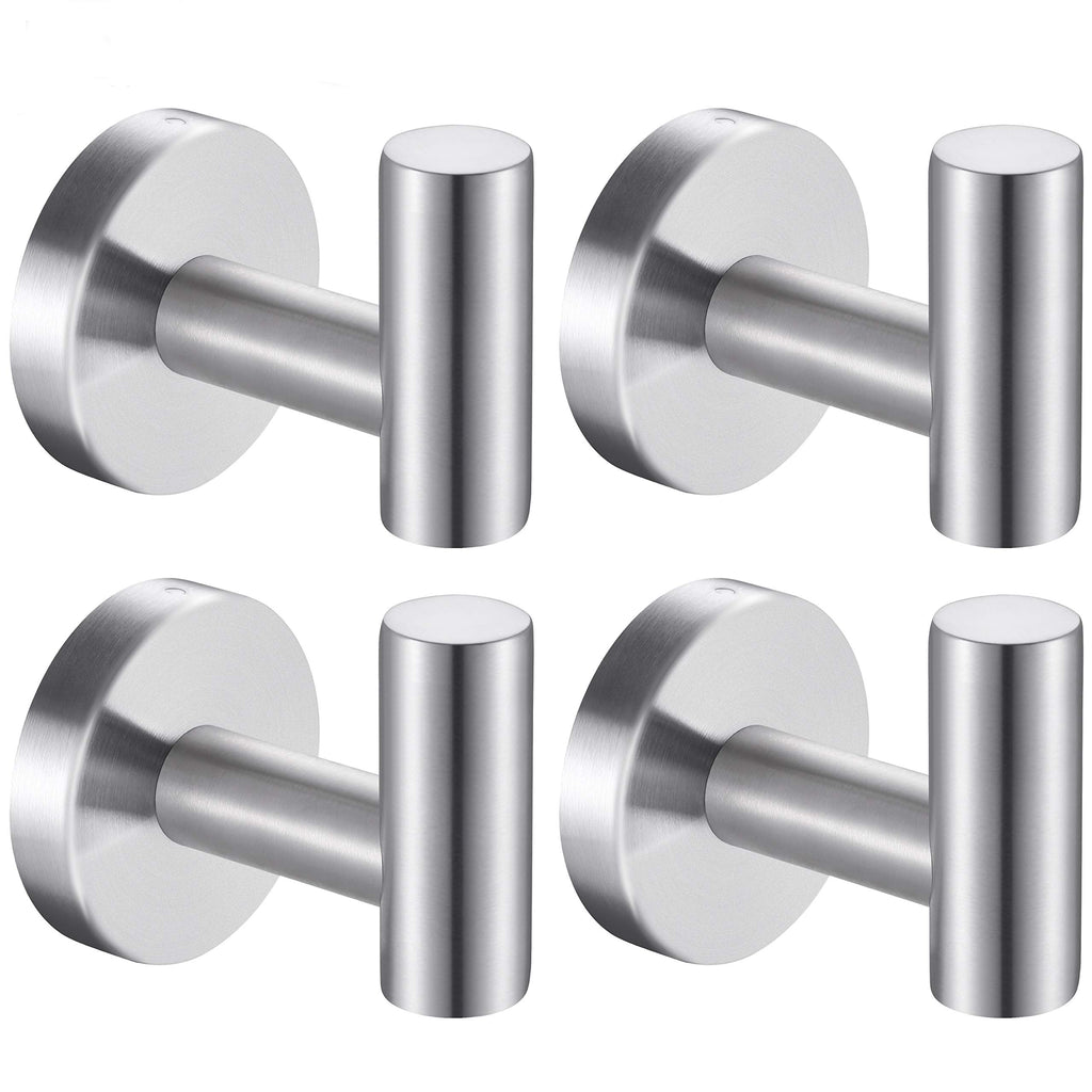 Towel Hooks Bathroom Coat Robe Wall Hook Heavy Duty Door Hanger Towel Robe Clothes Cabinet Closet Sponges Rack for Bathroom Bedroom Kitchen Hotel Pool 4 Packs Black(Drilling Installation)