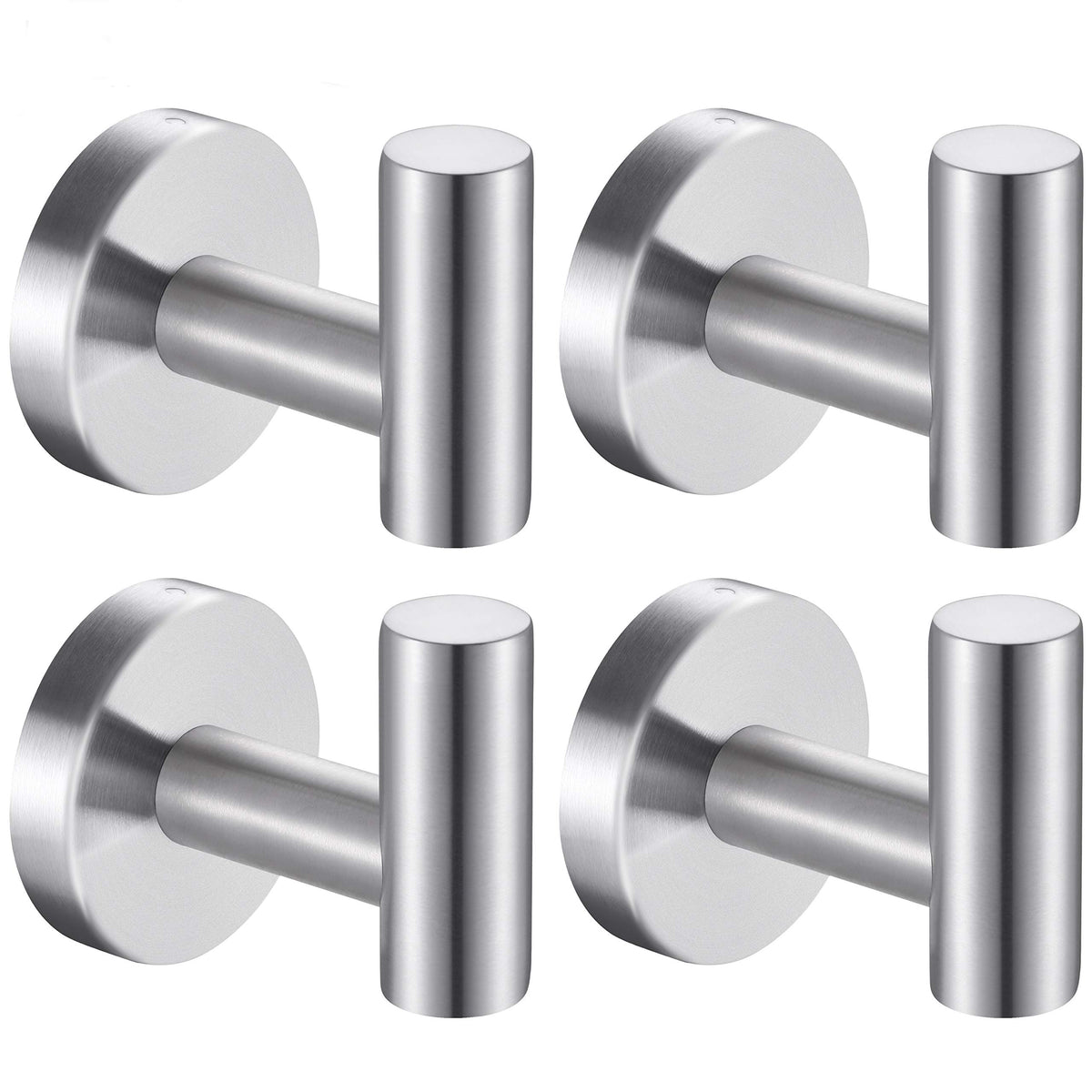 Towel Hooks Bathroom Coat Robe Wall Hook Heavy Duty Door Hanger Towel Robe Clothes Cabinet Closet Sponges Rack for Bathroom Bedroom Kitchen Hotel Pool 4 Packs Black(Drilling Installation)