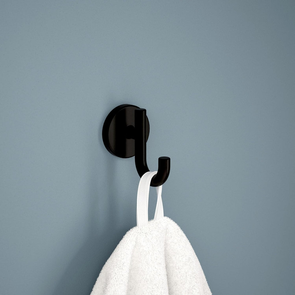 Delta Single Towel Hook for Bathroom or Kitchen| Matte Black | Trinsic Accessories