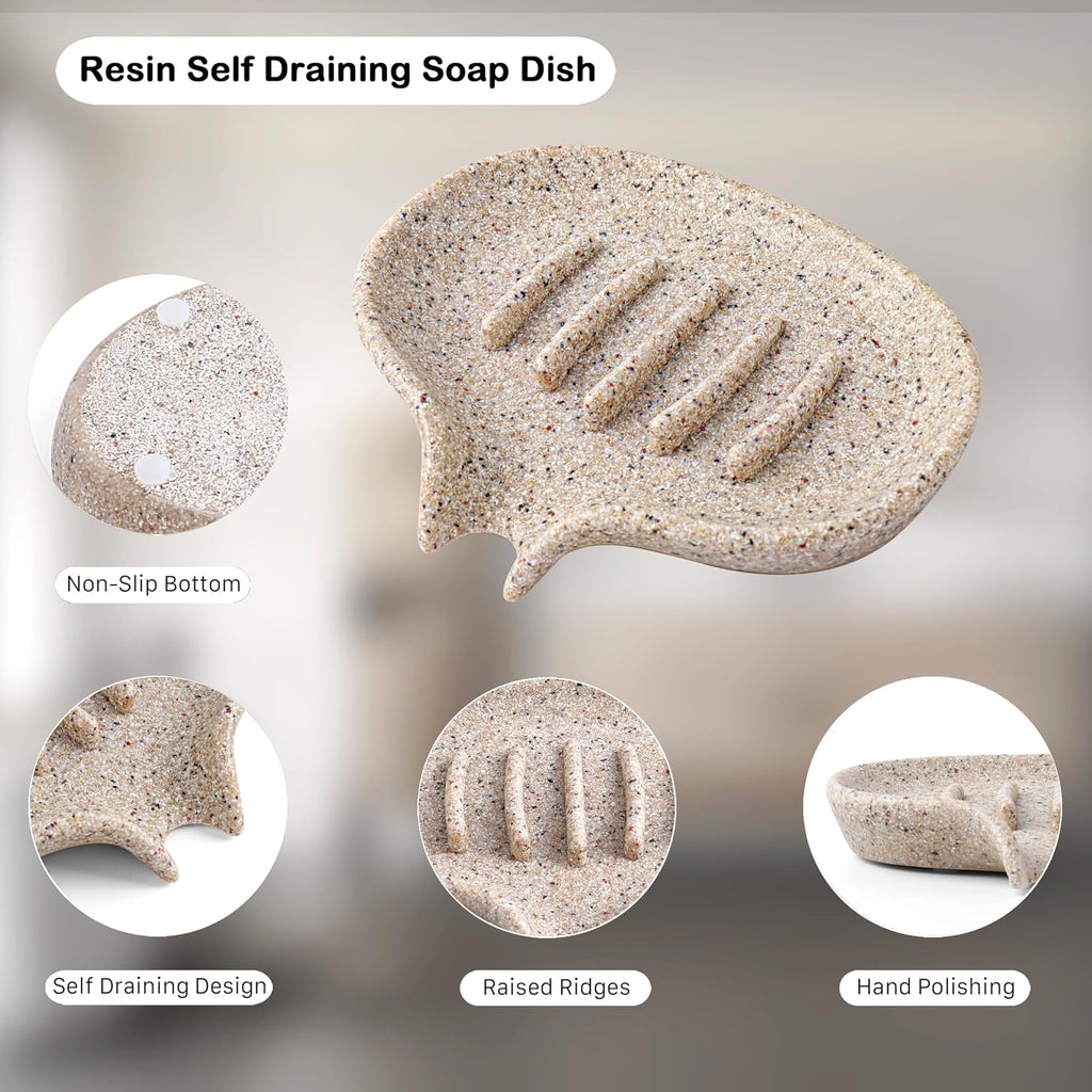 Self Draining Soap Dish for Shower & Bathroom Sink with Drain
